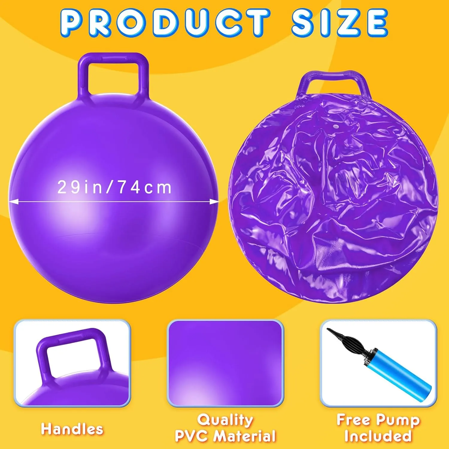 Sports Game(Blue, Purple) Lewtemi 2 Pcs 29 Inch Big incorporate weed engraving bewilder pertinent Bouncing Ball with Handle Jumping Hopper Bouncy Ball for Adults Exercise and Air Pump for Outdoor 