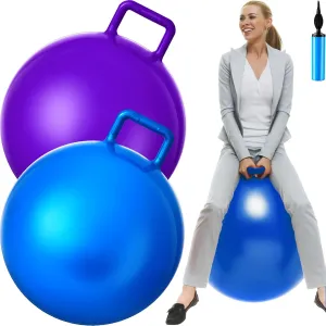 Sports Game(Blue, Purple) Lewtemi 2 Pcs 29 Inch Big incorporate weed engraving bewilder pertinent Bouncing Ball with Handle Jumping Hopper Bouncy Ball for Adults Exercise and Air Pump for Outdoor 
