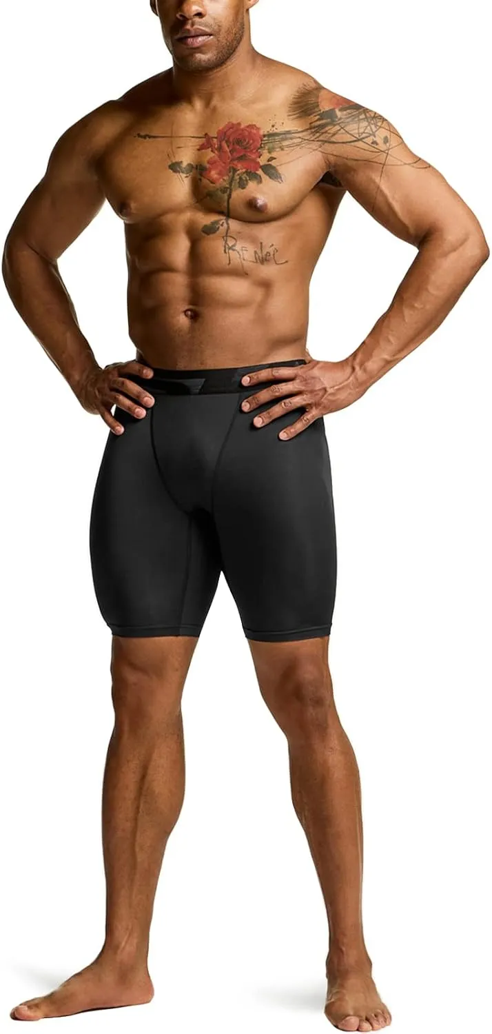 Sports Performance Active Cool Dry Running Tights TSLA Men's Athletic press Compression Shorts, 