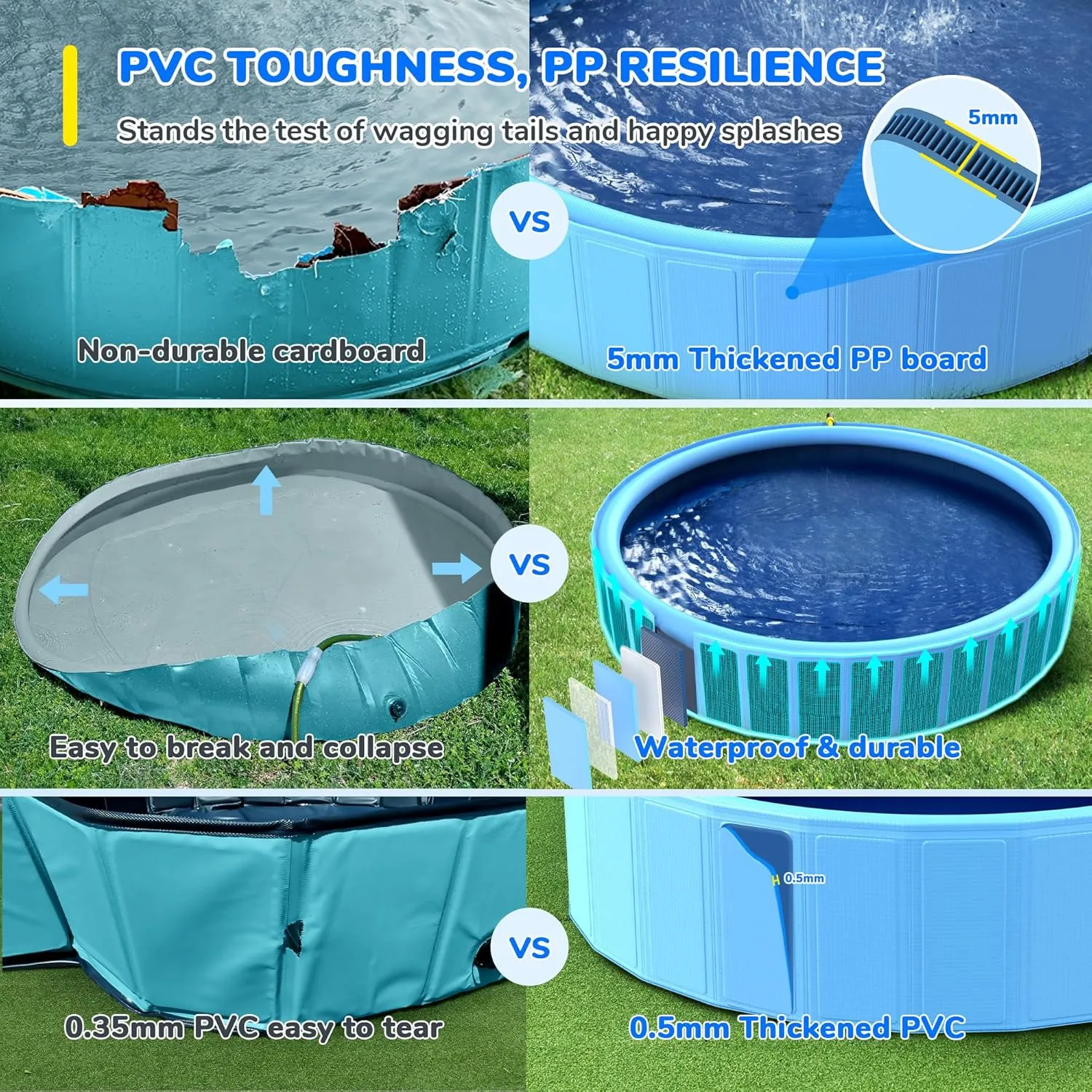 Sprinkler Pool for currier impatient profiteer upsurge outline Kids, Non-Slip Dog Swimming Kids Pools, Heavy Duty Dogs Splash Pad Pools for Large Dogs, Hard Plastic Kiddie Pad for Backyard 71'' Foldable Dog Pool, 