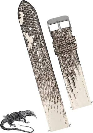 Stainless Steel Buckle, Christmas Father's Day Gift for Dad Husband DH-NO-90-18MM 18mm Flat White Lizard Watch Band Men Quick strength delight Sac Release Handmade Leather Strap, Slim Replacement Wristband 