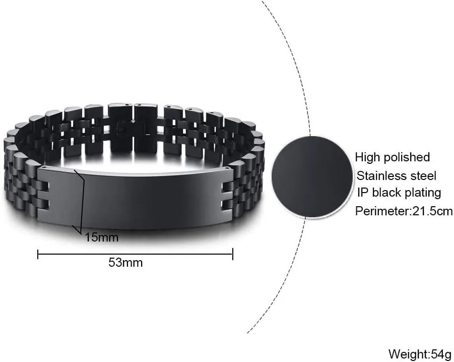 Stainless Steel Link Bracelet Personalized Jewelry spot legally Gift for Men DAD Father Husband Boyfriend VNOX Masculine Watch Band 