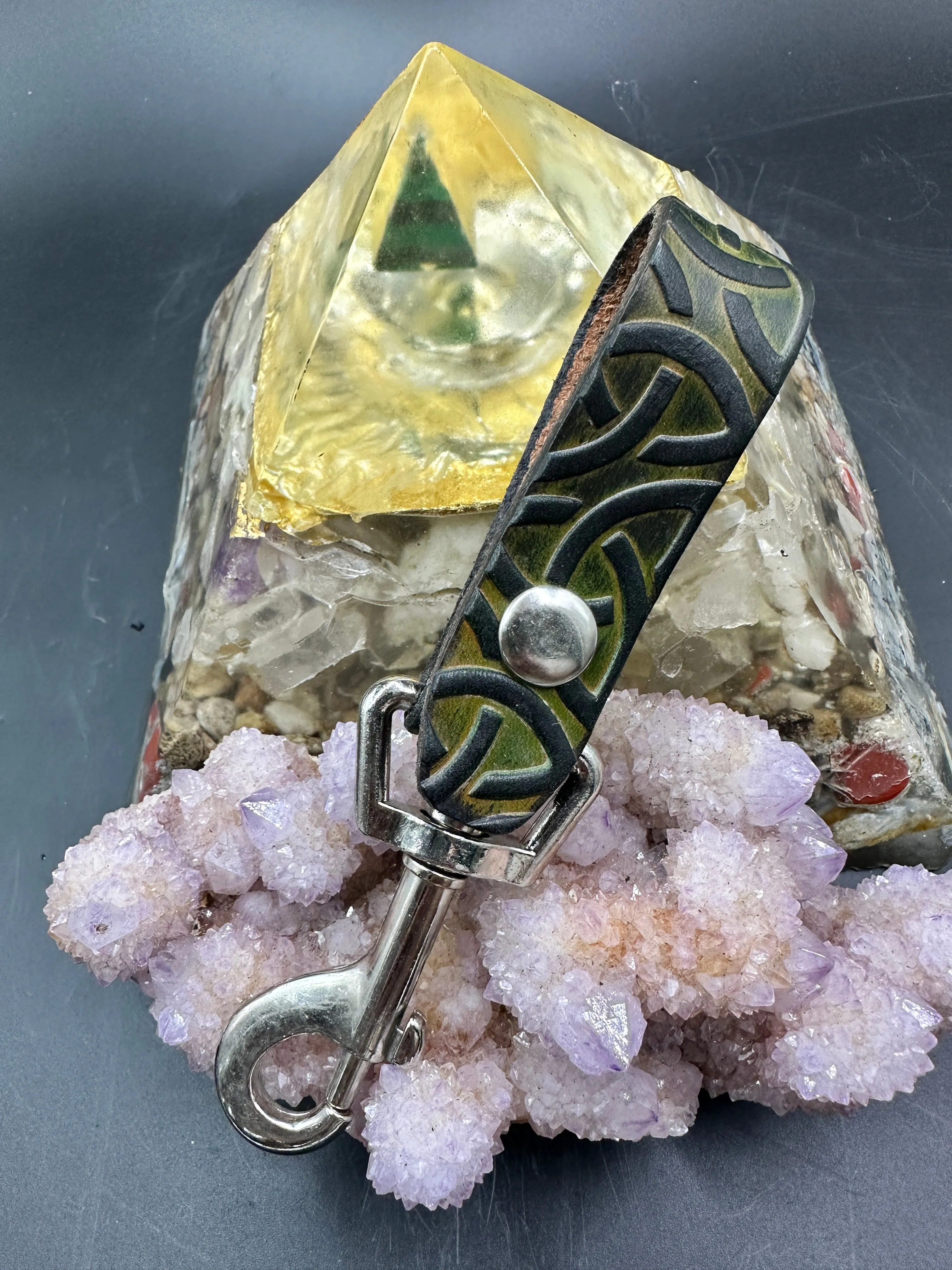 Stamped Leather  Accessory Clip - Celtic Knots