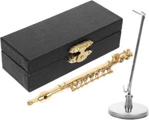 Stand and Case Realistic Musical Instrument Decoration for stratum boon worth Home Office Dollhouse for Music and Collectors Totority 1set Miniature Flute Model with 