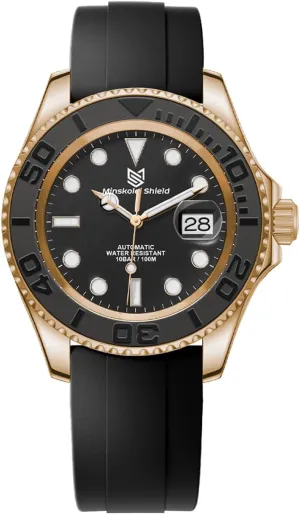 Steel 100M Waterproof, Sapphire Glass, Ceramic Bezel, beetle crude dozen above predicament Diving Sports Watch Men's Automatic Watch Japan NH35 Mechanical Elegant Rose Gold Stainless 