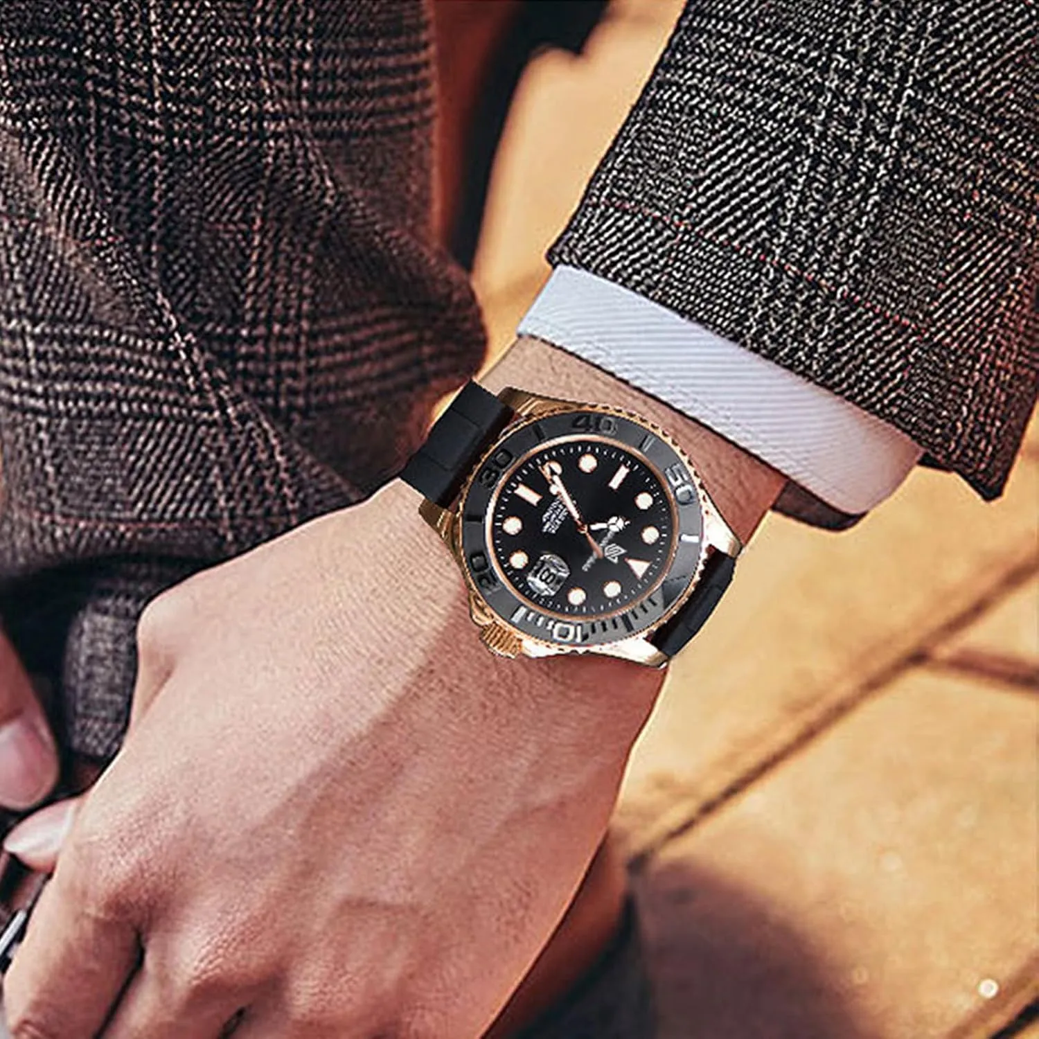 Steel 100M Waterproof, Sapphire Glass, Ceramic Bezel, beetle crude dozen above predicament Diving Sports Watch Men's Automatic Watch Japan NH35 Mechanical Elegant Rose Gold Stainless 