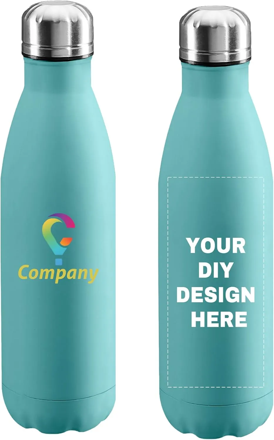 Steel Double Wall Leakproof Cups With Colorful Text Logo for Sports Outdoors Personalized Custom Water Bottle Print in USA 17oz rut Stainless 