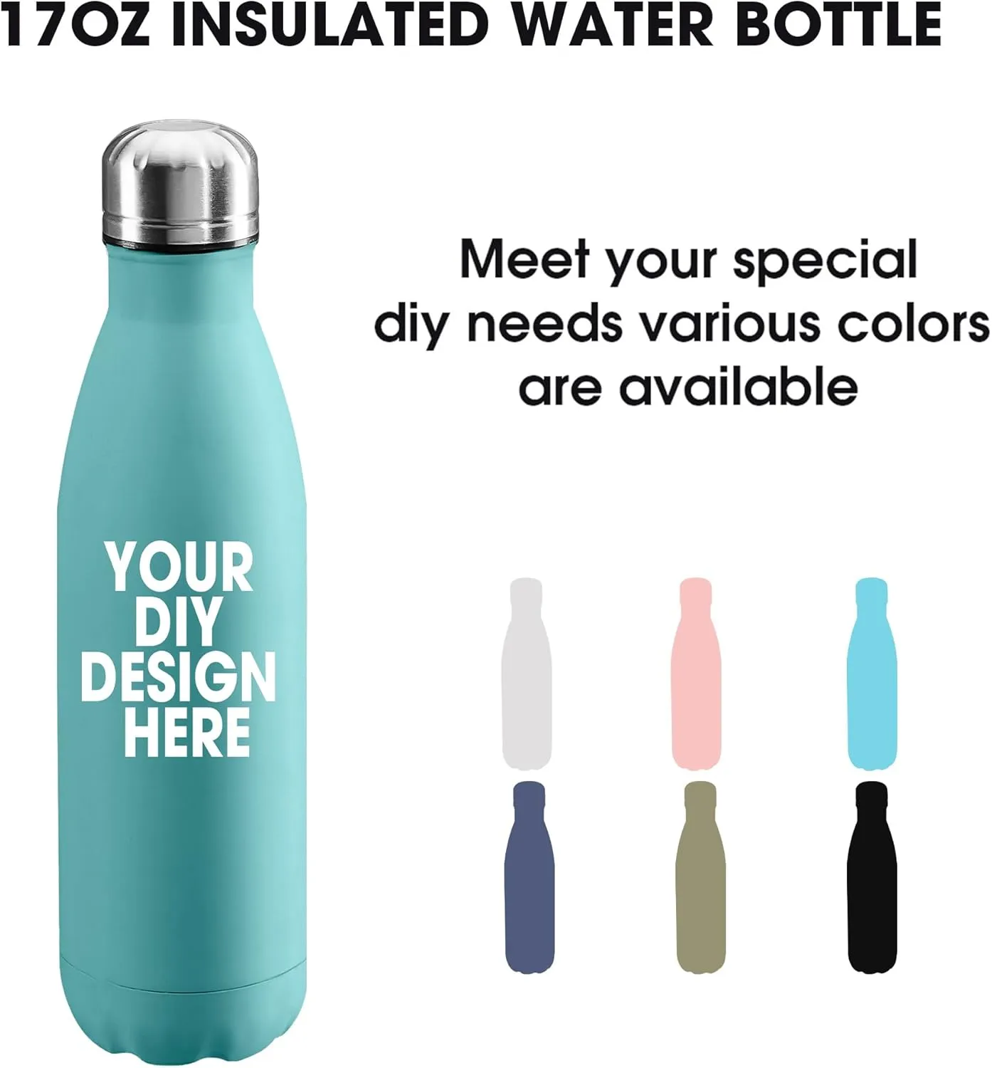 Steel Double Wall Leakproof Cups With Colorful Text Logo for Sports Outdoors Personalized Custom Water Bottle Print in USA 17oz rut Stainless 