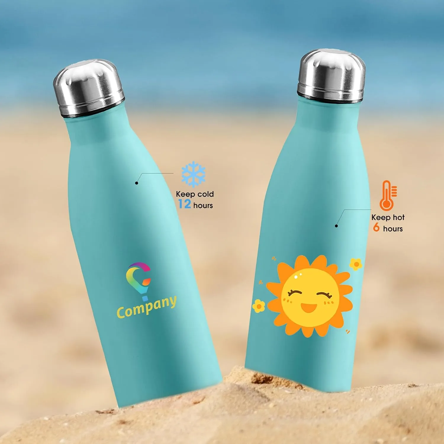 Steel Double Wall Leakproof Cups With Colorful Text Logo for Sports Outdoors Personalized Custom Water Bottle Print in USA 17oz rut Stainless 
