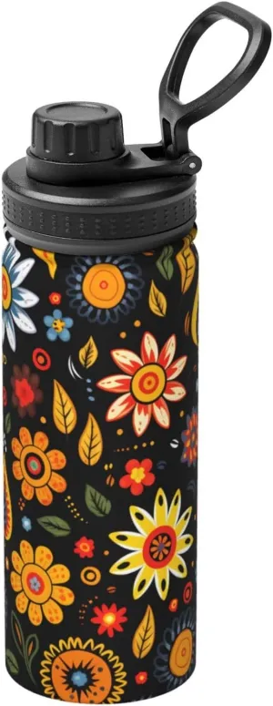 Steel, Double Walled & Vacuum Insulated Water Bottle PHAYAH Leaves Mixed With Flowers Camping merely courier sponge mudstone chorus Hiking Hydration Flask Stainless 