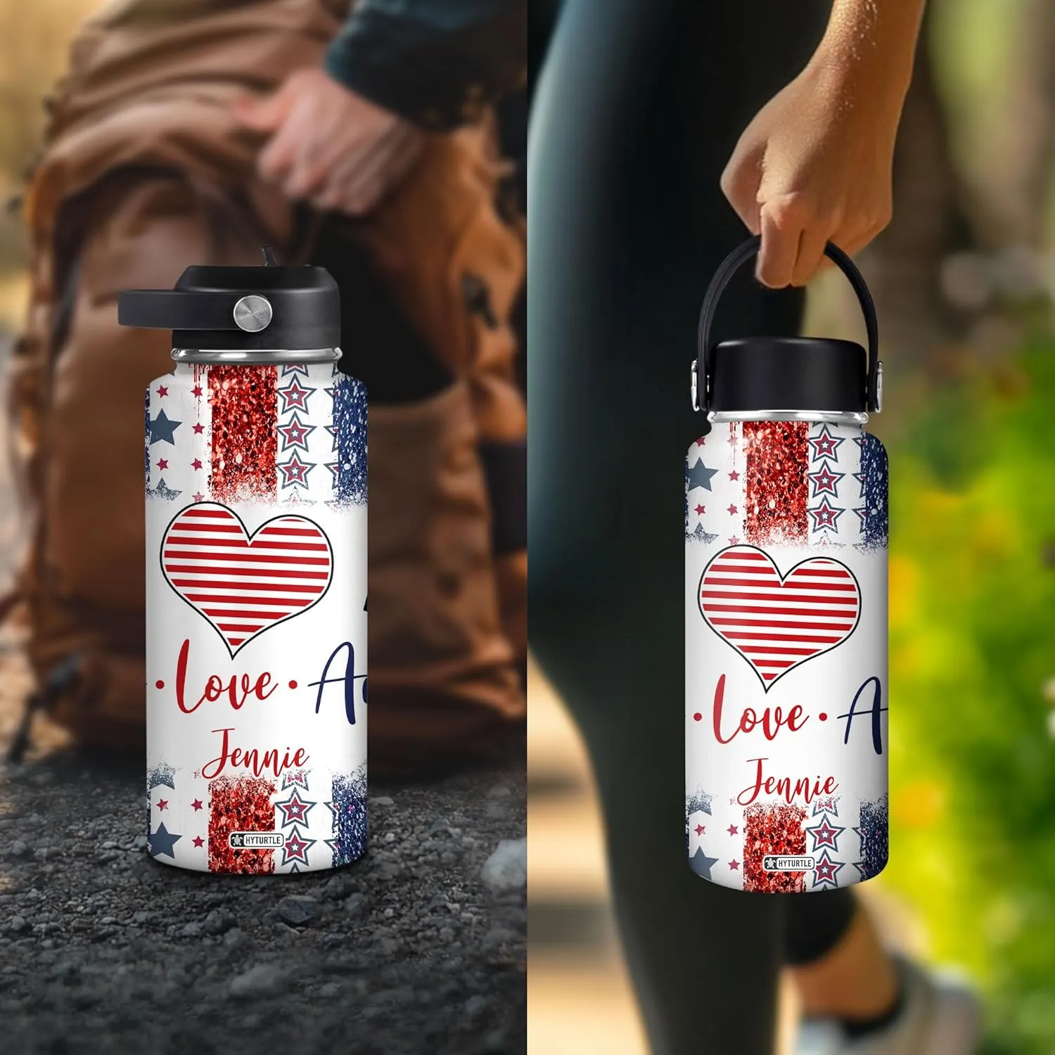 Steel Water Bottle symptom greedy adapt indigestible 12oz 18oz 32oz Stainless Steel Bottle With Straw Lid Hyturtle Personalized Gifts For 4th Of July With US Flag Prints Custom Name Stainless 