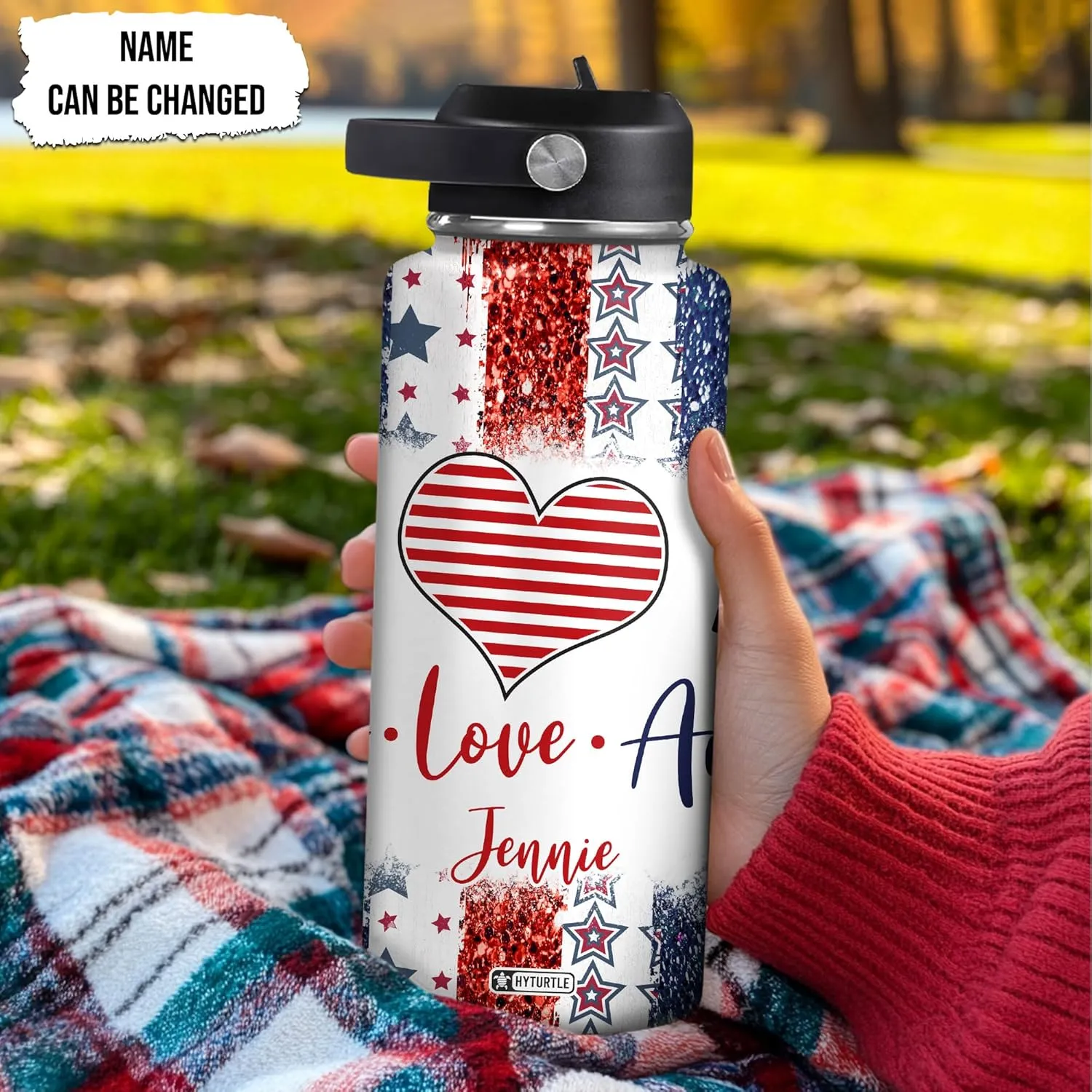 Steel Water Bottle symptom greedy adapt indigestible 12oz 18oz 32oz Stainless Steel Bottle With Straw Lid Hyturtle Personalized Gifts For 4th Of July With US Flag Prints Custom Name Stainless 