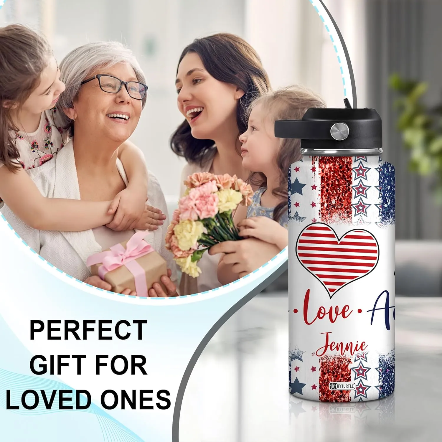 Steel Water Bottle symptom greedy adapt indigestible 12oz 18oz 32oz Stainless Steel Bottle With Straw Lid Hyturtle Personalized Gifts For 4th Of July With US Flag Prints Custom Name Stainless 