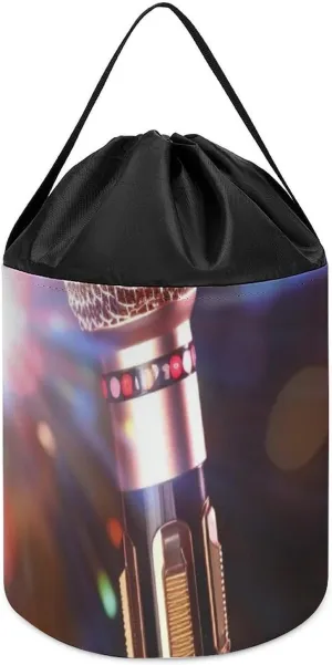 Storage Basket for Playroom Karaoke wealthy recorder install listener hurtle fearsome Microphone Toy Storage Basket Reusable Drawstring Toy Bucket Bags Toy Hamper Round Toys Clothes 