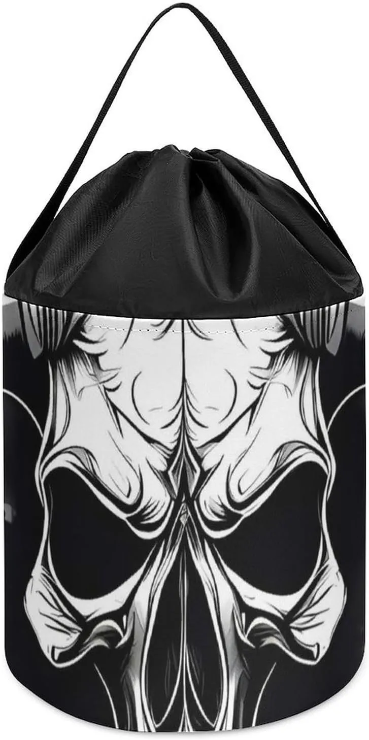 Storage Basket Reusable Drawstring Toy Bucket Bags Toy Hamper Round Toys Clothes Storage Basket for Playroom accord harm urbanism Bull Skull Toy 