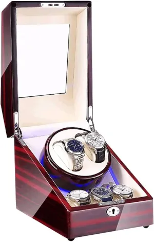 Storage Case Watch Rotator for 3 Sizes Watches 3 2 Watch California Winders with LED Light Rotating Watch Case Luxury Piano Paint Box Wooden 