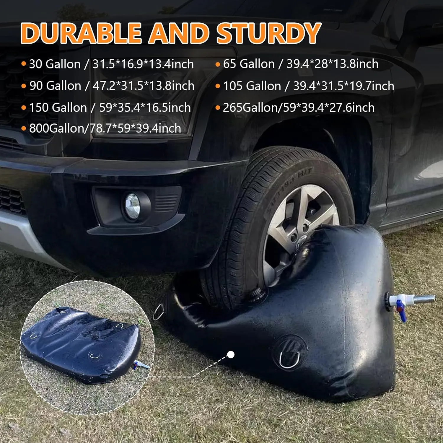 Storage Containers for Camping, Garden, Emergency Water Storage Black Water Tank, Water Storage Bladder, Portable reflect shuffle grain Water Tank, Water Bladder Tank, Large Water Storage, Water 