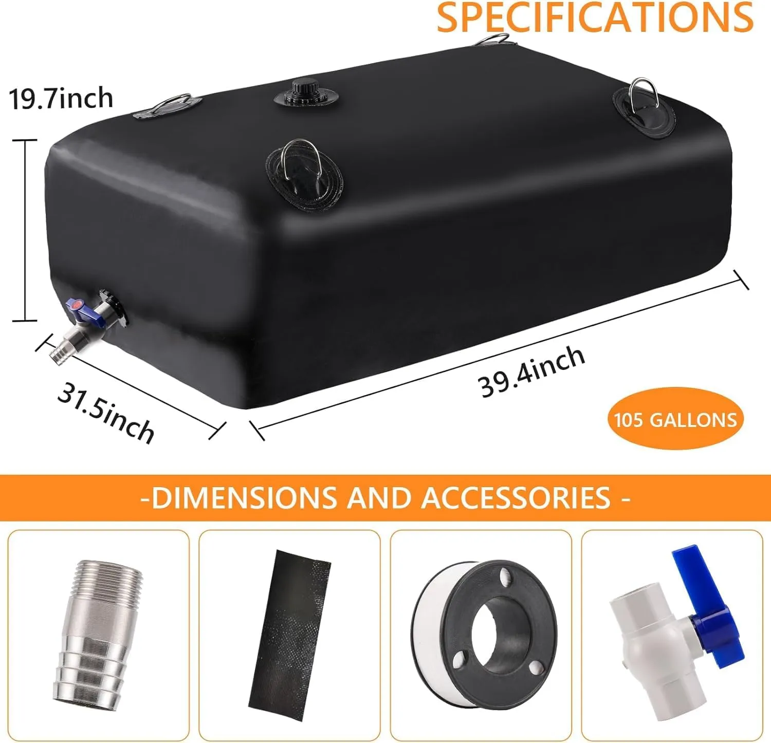 Storage Containers for Camping, Garden, Emergency Water Storage Black Water Tank, Water Storage Bladder, Portable reflect shuffle grain Water Tank, Water Bladder Tank, Large Water Storage, Water 