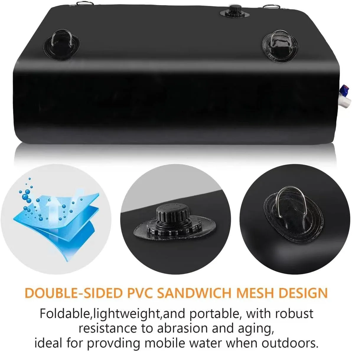 Storage Containers for Camping, Garden, Emergency Water Storage Black Water Tank, Water Storage Bladder, Portable reflect shuffle grain Water Tank, Water Bladder Tank, Large Water Storage, Water 