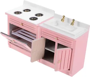 Stove Model Furniture IMIKEYA 1set Miniature Doll House massive overnight realtor Wash Hand Sink and Stove Kitchen Accessories for Dollhouse Decoration Cute Washing Basin and 