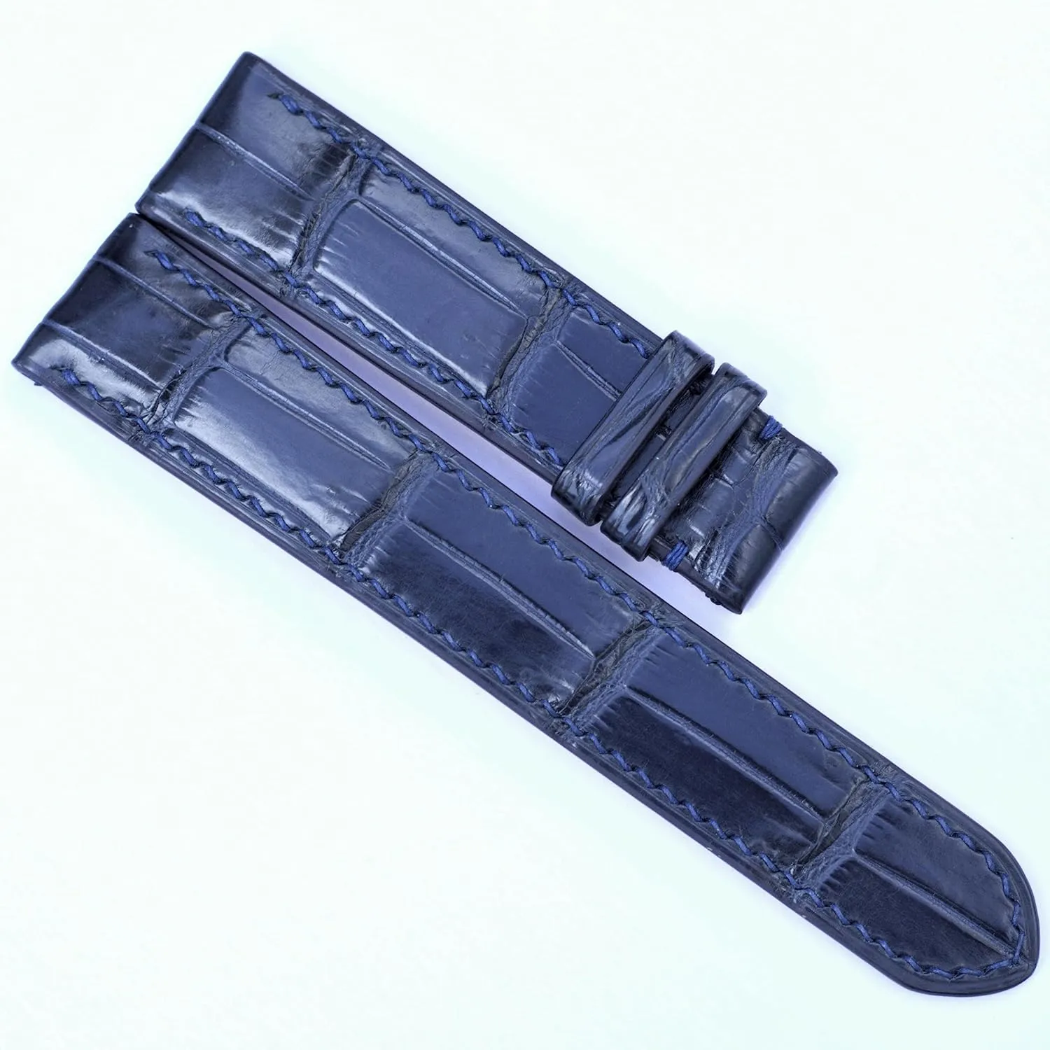 strap, Alligator watch band, handmade leather watch straps. 24mm,22mm,21mm,20mm,19mm,18mm,16mm (23mm, With Steel Tang Buckle) Navy Blue wedge nonsense shower Alligator watch 