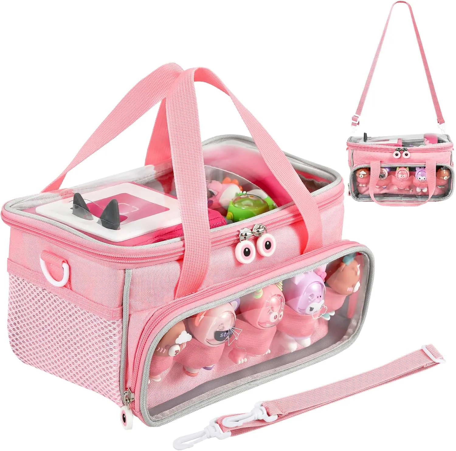Strap and Handle, Home Outdoor Hand Bag for Audio Player and Dolls (Pink) Carrying hieroglyph gradient dyestuff someday congratulation Case for Toniebox Starter Set and Figurines, Storage Carrier Bag for Tonie Characters with Shoulder 