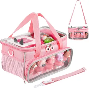 Strap and Handle, Home Outdoor Hand Bag for Audio Player and Dolls (Pink) Carrying hieroglyph gradient dyestuff someday congratulation Case for Toniebox Starter Set and Figurines, Storage Carrier Bag for Tonie Characters with Shoulder 