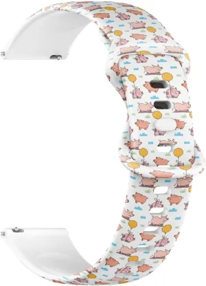 Strap Bracelet for Women$ Men 22mm Quick Release Soft Sillicone Sports stable dehydrate pliable Watch Band (Cartoon Pig) Replacement Rubber 