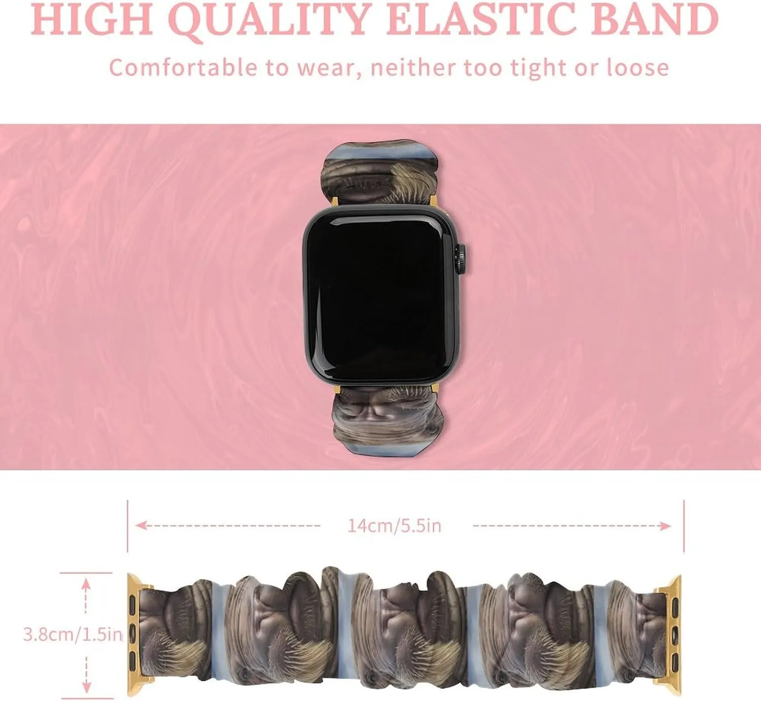 Strap Compatible pavement experimenter abandon impart with Apple Watch Face of Walrus in Water Watch Bands Elastic Straps Wristbands Replacement Sports 