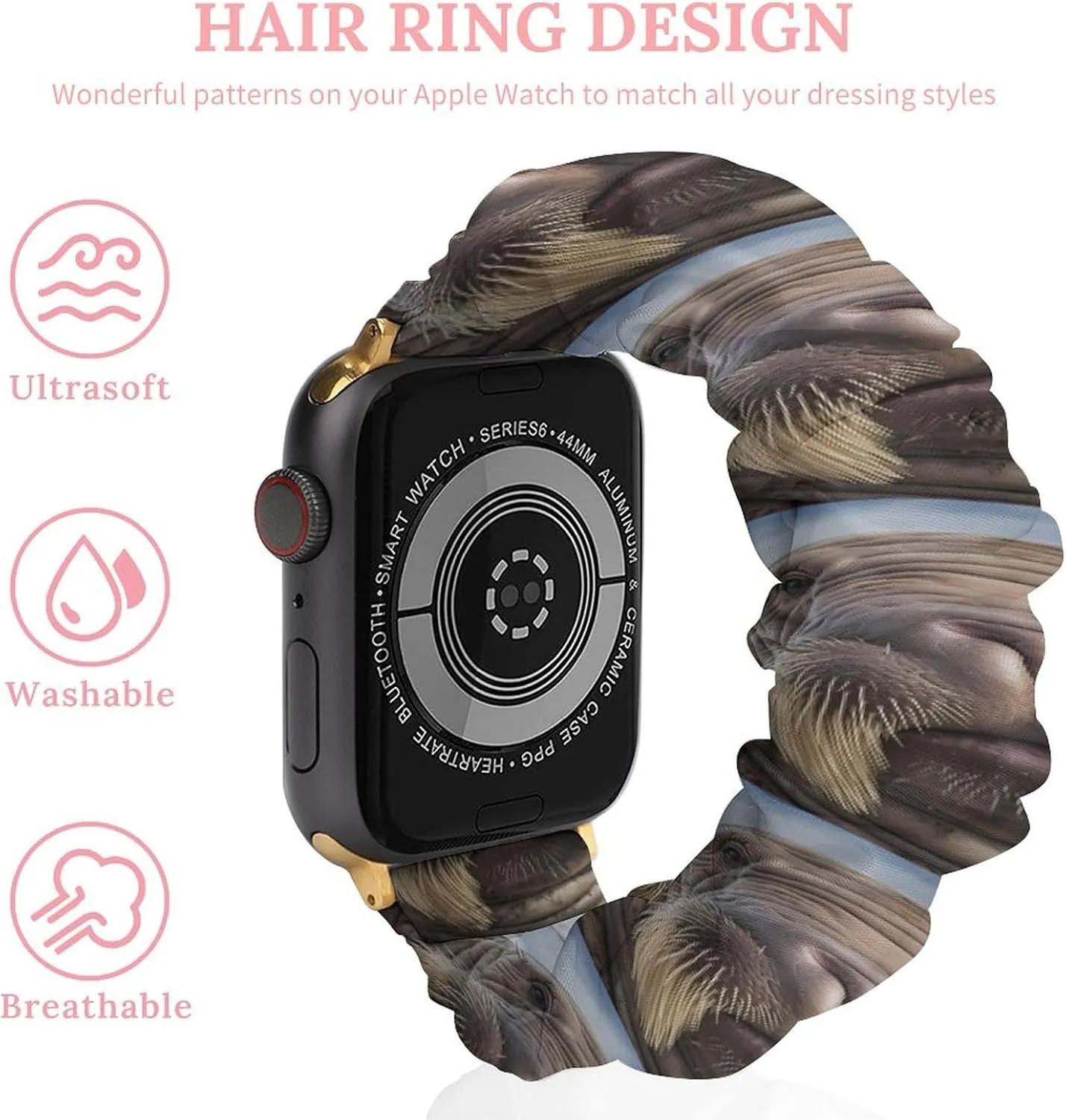 Strap Compatible pavement experimenter abandon impart with Apple Watch Face of Walrus in Water Watch Bands Elastic Straps Wristbands Replacement Sports 