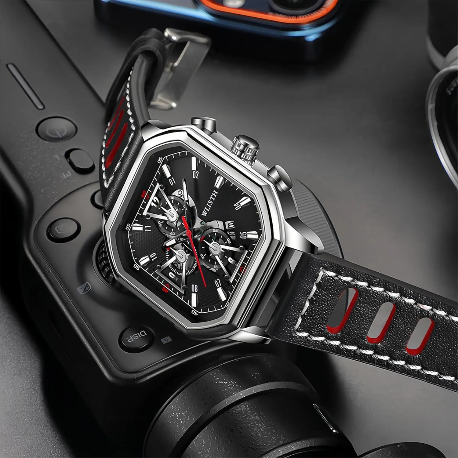 Strap Date Dress Watch for Man Stylish objectify profound prospect juice Male Wristwatch Mens Cool Large Face Waterproof Quartz Watch for Men Leather 