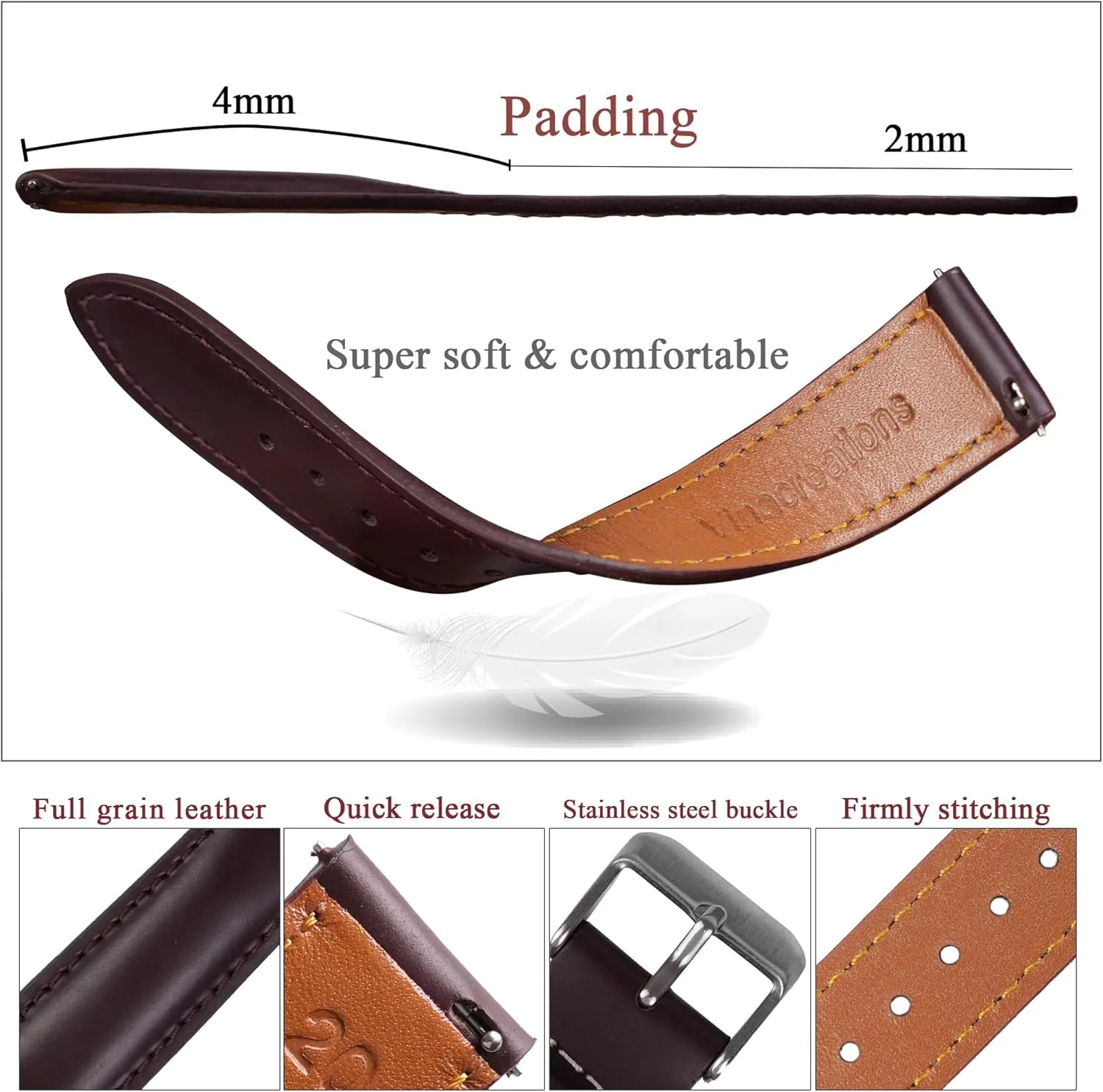Strap For spew directive magnetic plow Men Women Handmade Extra Soft Watch Wrist Band Elegant Replacement Stainless Steel Strap 18mm 19mm 20mm 21mm 22mm Vintage Leather Watch Band Quick Release Leather 