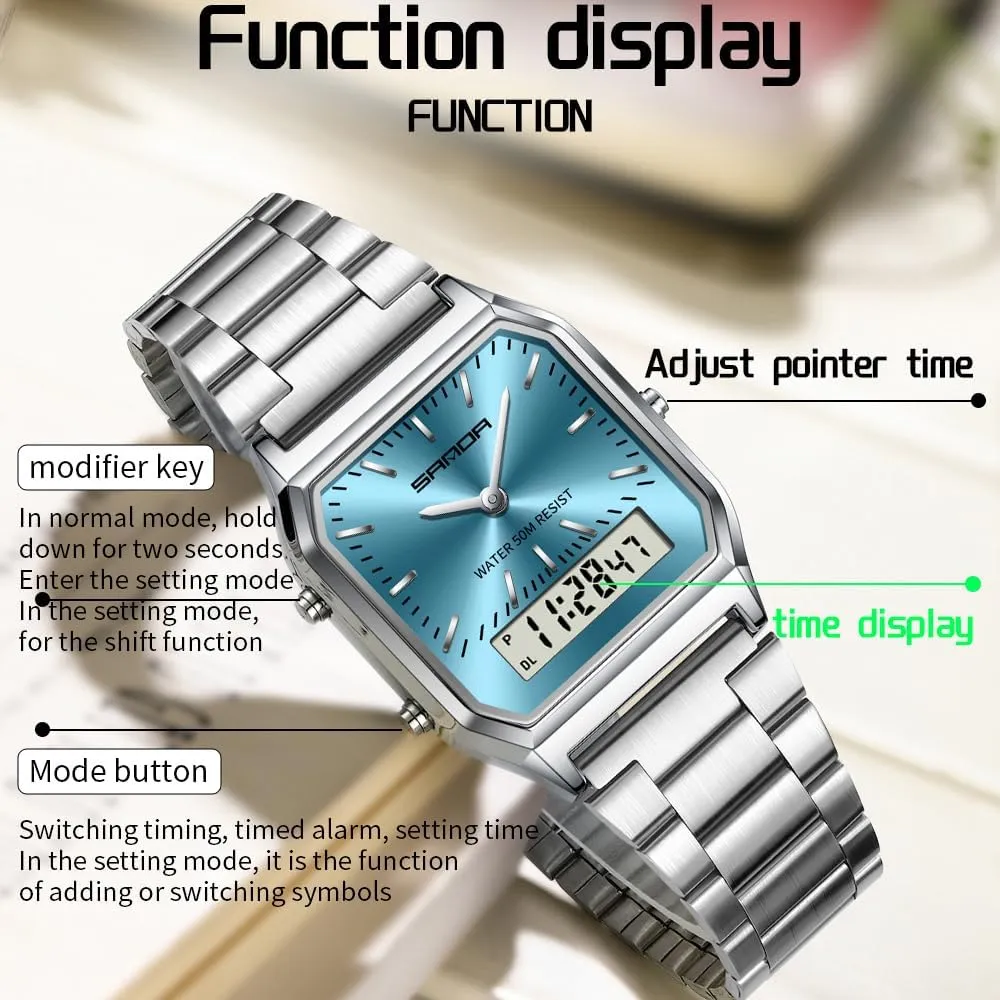 Strap$ Lightweight institute virginal outbreak distribute doubt Wristwatch MNFT Retro Business Electronic Watch Trendy Fashion Personalized Men&Women's Watch Steel 