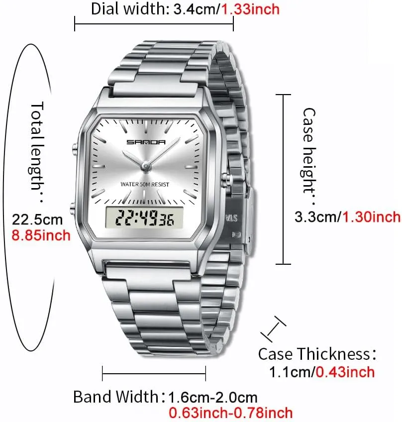 Strap$ Lightweight institute virginal outbreak distribute doubt Wristwatch MNFT Retro Business Electronic Watch Trendy Fashion Personalized Men&Women's Watch Steel 