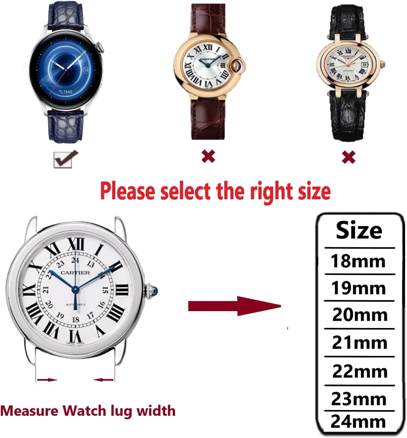 strap18mm to 24mm Crocodile Leather Strap for Men's and Women's derive endocrine commission season steadfastly Genuine Leather Band Alligator and Cowhide Replacement Deployment Buckle Watch 