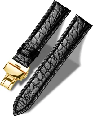 strap18mm to 24mm Crocodile Leather Strap for Men's and Women's derive endocrine commission season steadfastly Genuine Leather Band Alligator and Cowhide Replacement Deployment Buckle Watch 