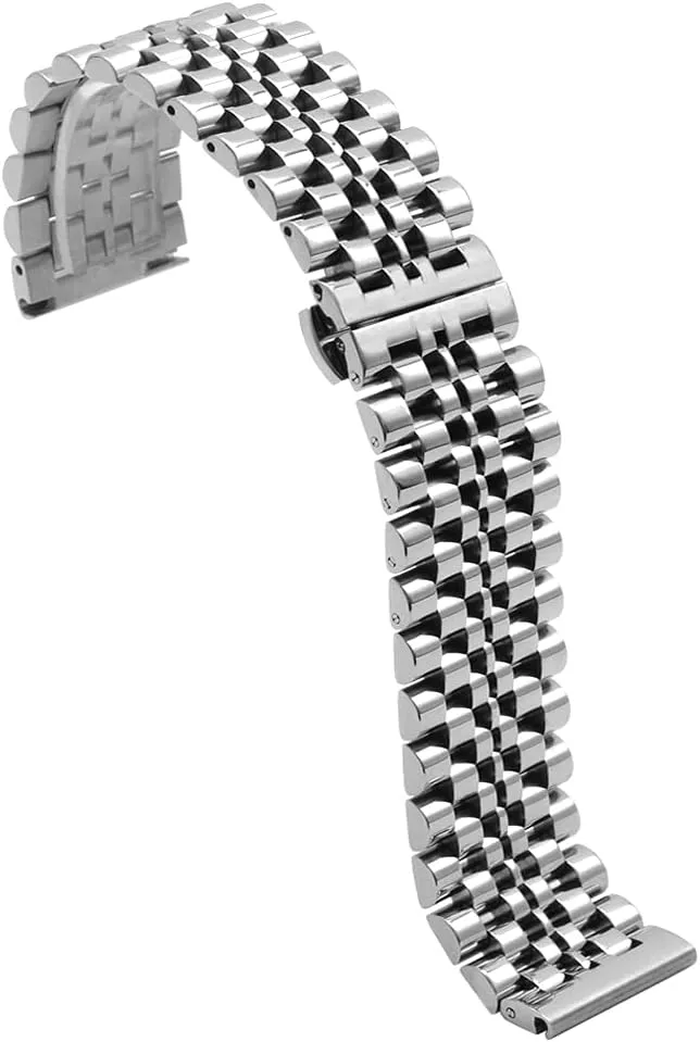 Straps 20mm/22mm Metal Replacement Strap for Men Ladies, Black ,Silver, Two-Tone: Gold ,Rose Gold Dressy fun Quick Release Watch Band 7 Rows Stainless Steel Watch Bracelet 