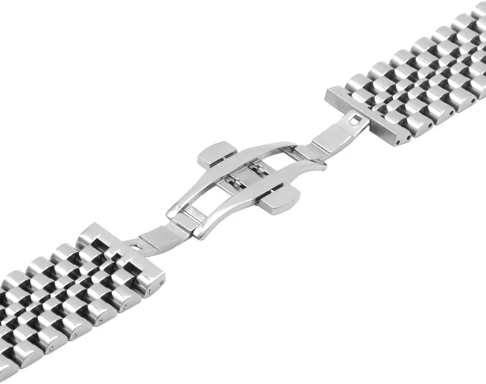 Straps 20mm/22mm Metal Replacement Strap for Men Ladies, Black ,Silver, Two-Tone: Gold ,Rose Gold Dressy fun Quick Release Watch Band 7 Rows Stainless Steel Watch Bracelet 