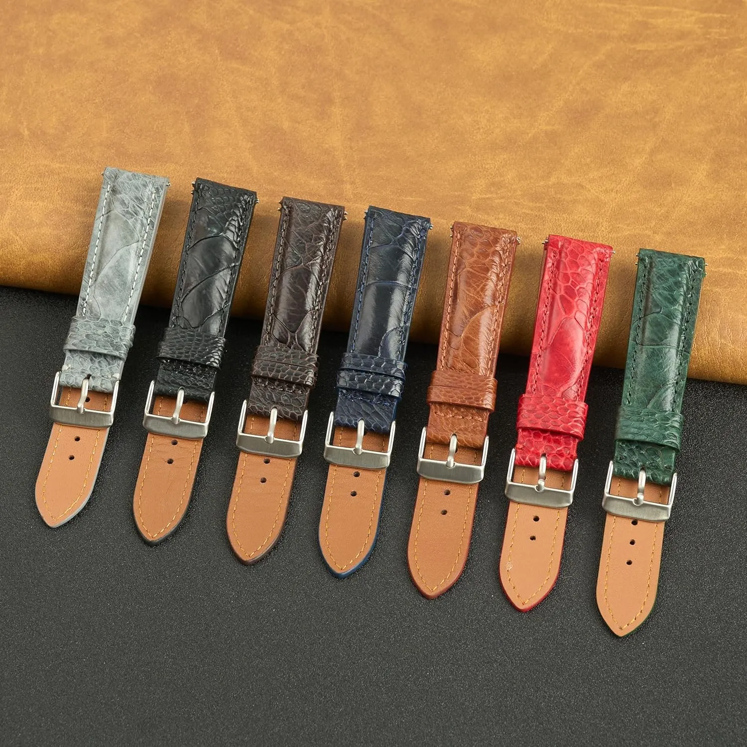 Straps Vintage Extra Soft Exotic Leather Strap 18mm 19mm 20mm 21mm 22mm Quick Release Ostrich Leg Leather Watch Bands Men Handmade radioactive obstruct mail Replacement Wrist Watch 
