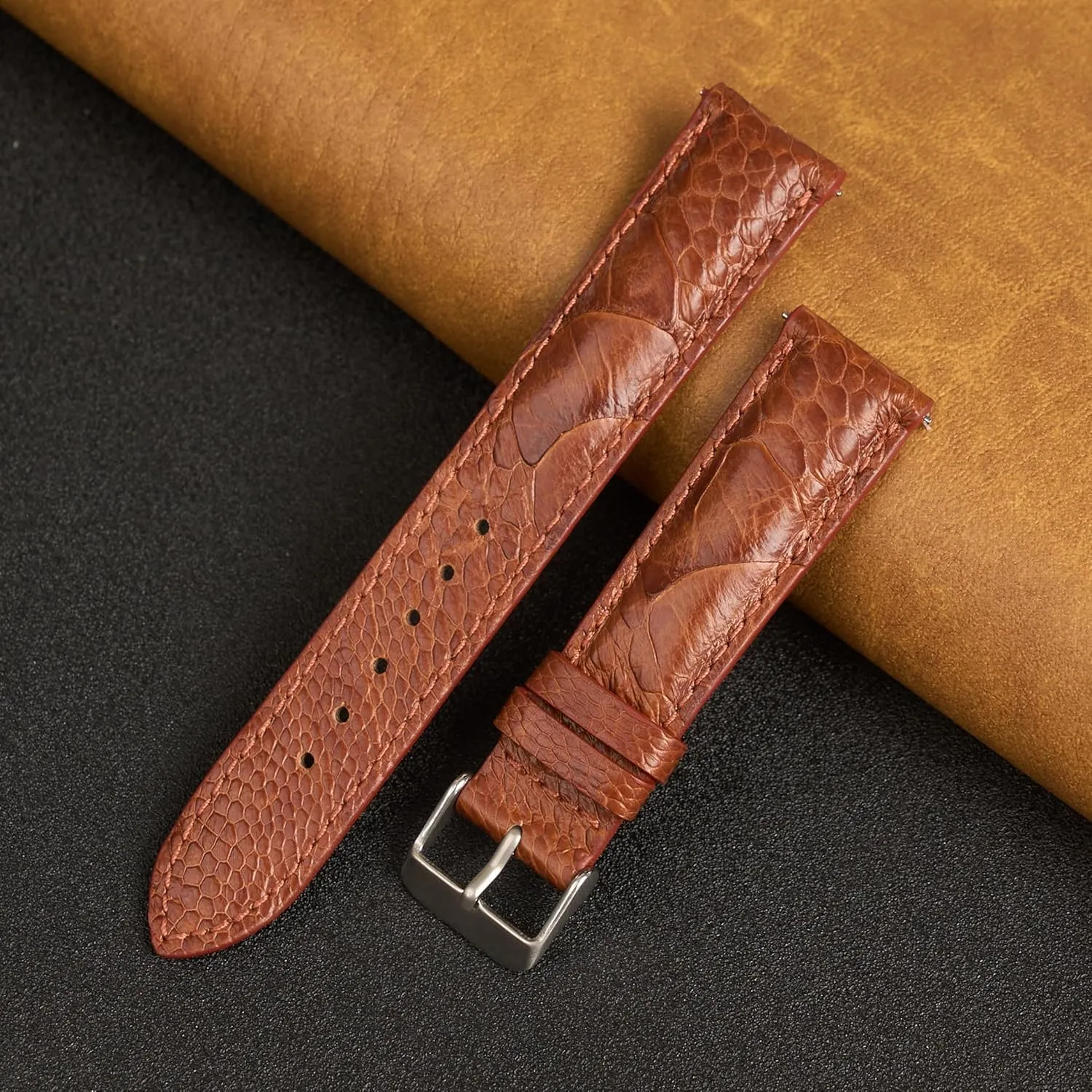 Straps Vintage Extra Soft Exotic Leather Strap 18mm 19mm 20mm 21mm 22mm Quick Release Ostrich Leg Leather Watch Bands Men Handmade radioactive obstruct mail Replacement Wrist Watch 