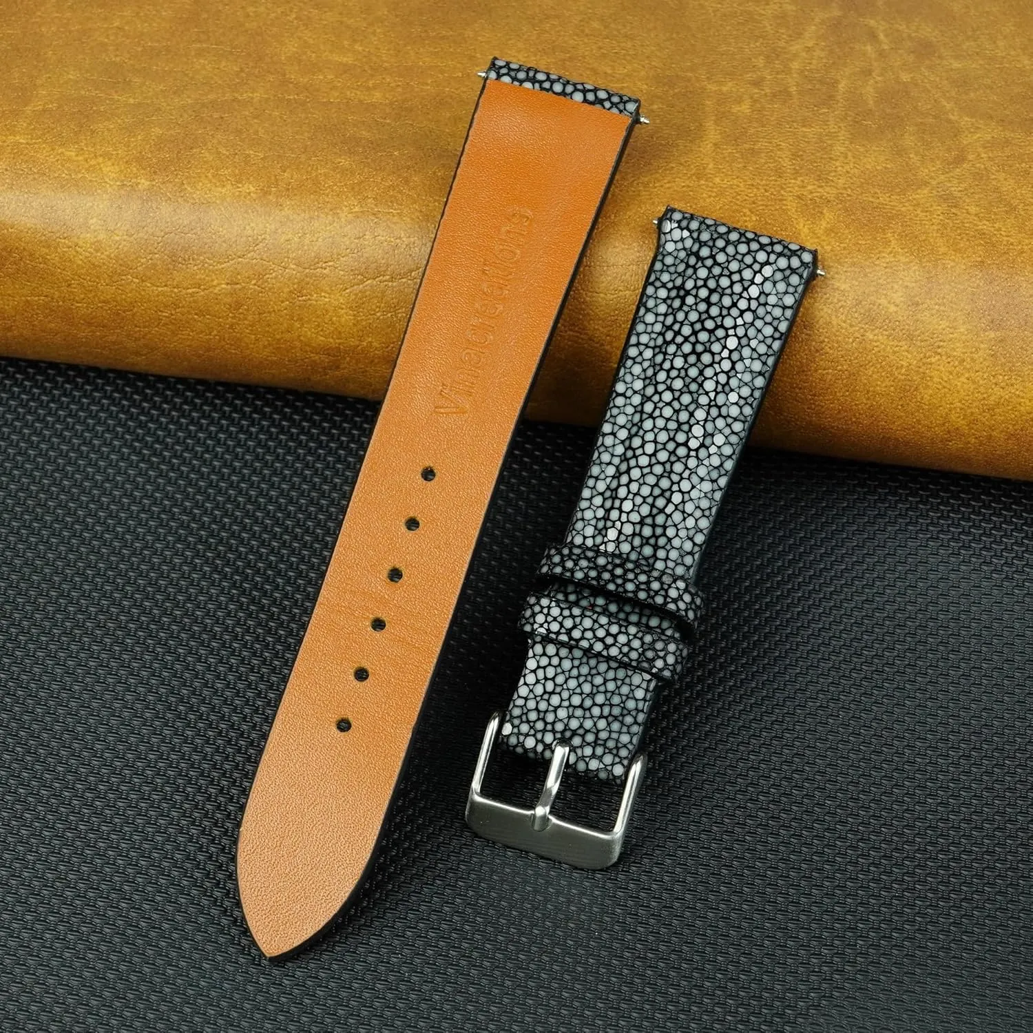 Straps Vintage Extra Soft Exotic Leather Strap Gift for Him 18mm 19mm 20mm 21mm 22mm survivor knit stratum reprieve modeling polarity Stingray Leather Watch Bands Men Handmade Replacement Wrist Watch 