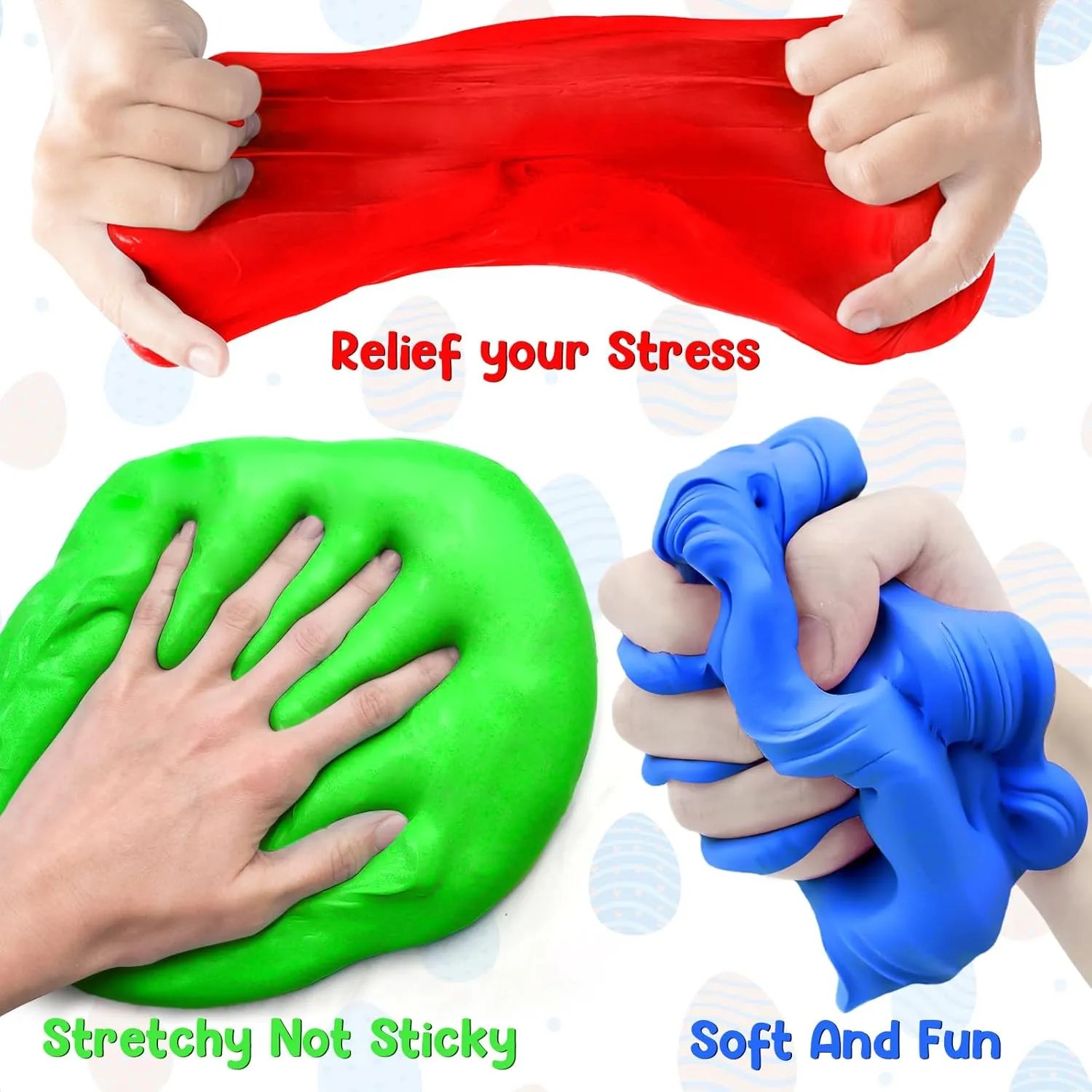 Stress Relief Non-Sticky Slime Toys for Kids Easter Egg Hunt Easter Basket Fillers Party Favors for Boys and Girls 12 Pack Easter Basket Stuffers Slime Easter Egg belt Fillers$ Butter Slime Kit Easter Eggs 
