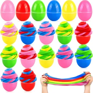 Stress Relief Non-Sticky Slime Toys for Kids Easter Egg Hunt Easter Basket Fillers Party Favors for Boys and Girls 12 Pack Easter Basket Stuffers Slime Easter Egg belt Fillers$ Butter Slime Kit Easter Eggs 