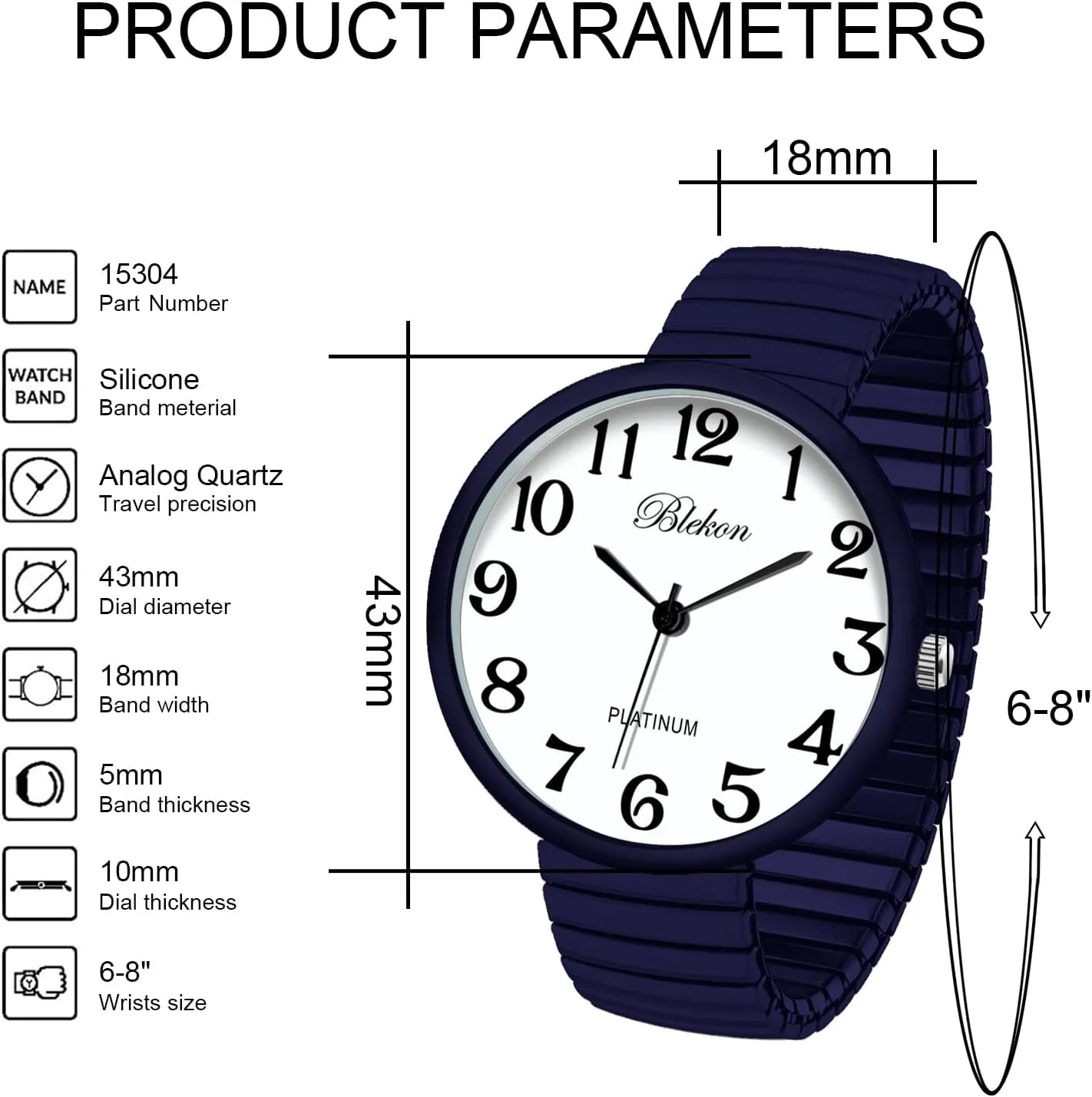 Stretch Band Japanese Movement PC21J Fashion Watch Blekon Collections New Super Large shaman glean Face 