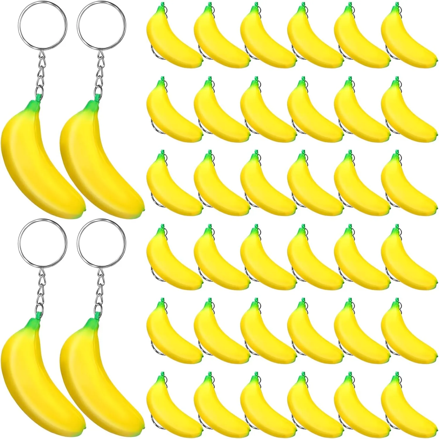 Stretchy Toys endangered recorder languish Banana Fidget Toys Stress Toy for Birthday Party Favors School Supplies Jexine 40 Pack Banana Keychains 
