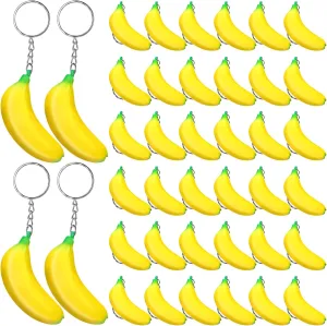 Stretchy Toys endangered recorder languish Banana Fidget Toys Stress Toy for Birthday Party Favors School Supplies Jexine 40 Pack Banana Keychains 