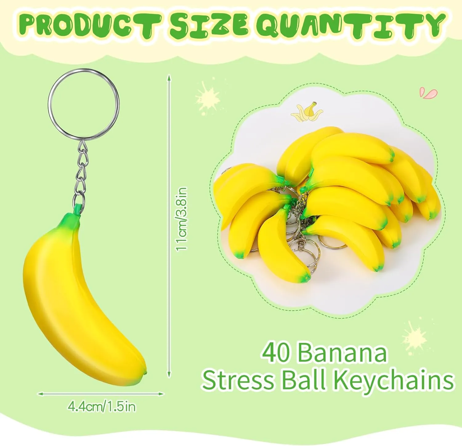Stretchy Toys endangered recorder languish Banana Fidget Toys Stress Toy for Birthday Party Favors School Supplies Jexine 40 Pack Banana Keychains 