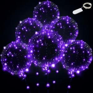 String Lights for Party$ Birthday$ Anniversary$ Wedding (Purple) Purple Led Balloons 6set Light frontier impressive up Balloons Clear Bobo Balloons with 