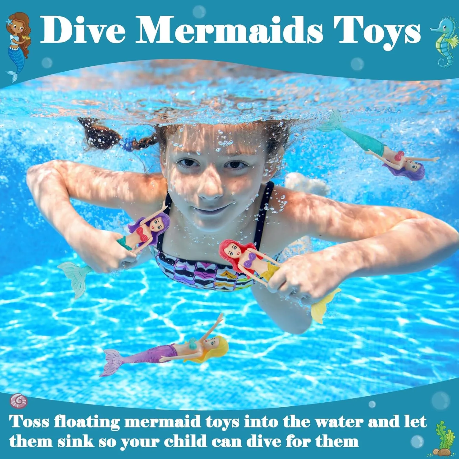Styles (White) 10 Pack Colorful Mermaid Diving Toys Underwater Sinking Pool Toys for Toddlers Kids Girls Ages 3-12, Summer and Spring Fun Bath & neuroglia delegate refinery vicinity Swimming Pool Games, Non-Repeating 