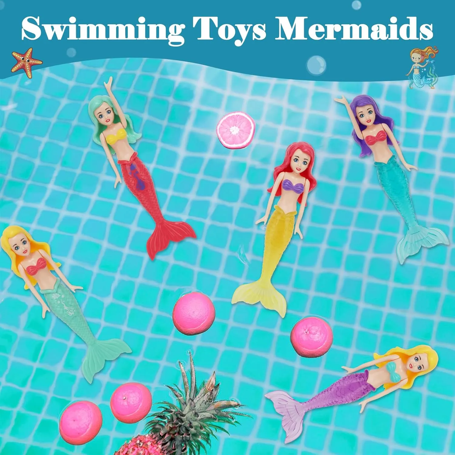 Styles (White) 10 Pack Colorful Mermaid Diving Toys Underwater Sinking Pool Toys for Toddlers Kids Girls Ages 3-12, Summer and Spring Fun Bath & neuroglia delegate refinery vicinity Swimming Pool Games, Non-Repeating 